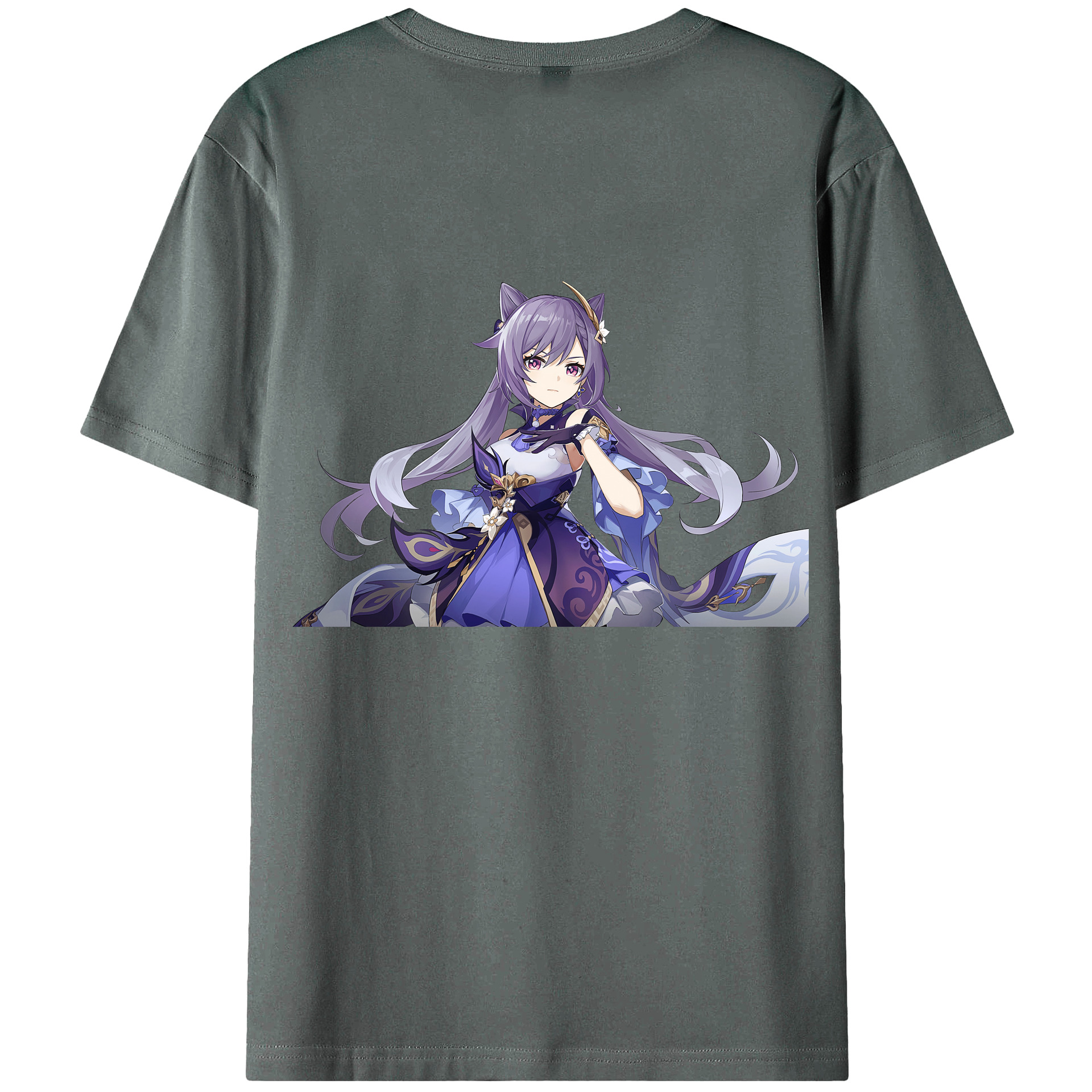 げんし神 刻晴 こくせい genshin Kokusei 綿100％ メンズ半袖Tシャツ（バックプリント） 通気性